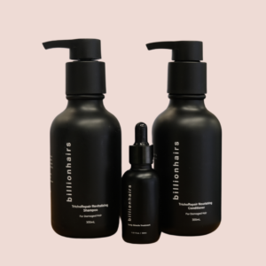 This bundle includes our Trichorepair Shampoo & Conditioner, which is formulated with nourishing ingredients that repair damaged hair and promote healthy growth. It is paired with our Scalp Miracle Treatment, which soothes and revitalizes the scalp.