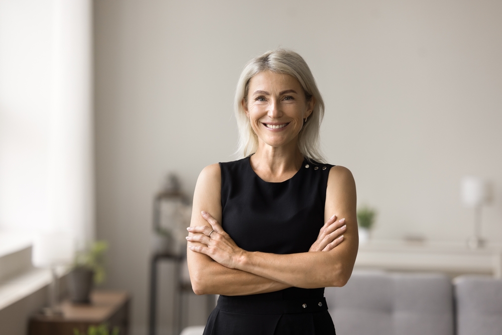 Woman feeling confident post a hair transplant